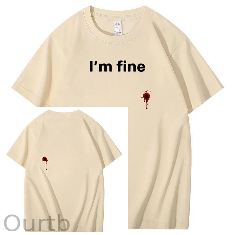 I'm Fine Pattern100% Cotton T-Shirt