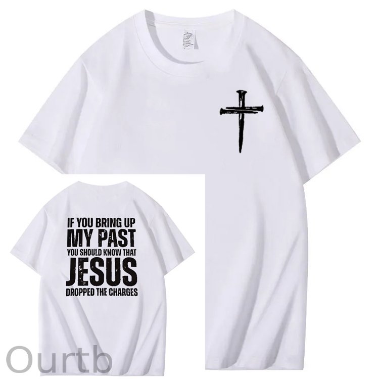 Bring Up My Past Jesus Pattern Print Crew Neck T-Shirt