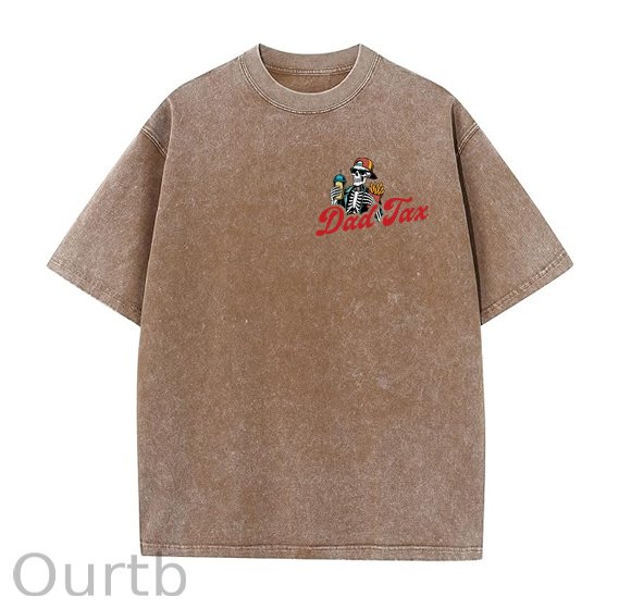 Dad Tax Washed And Distressed Pattern Crew Neck T-Shirt