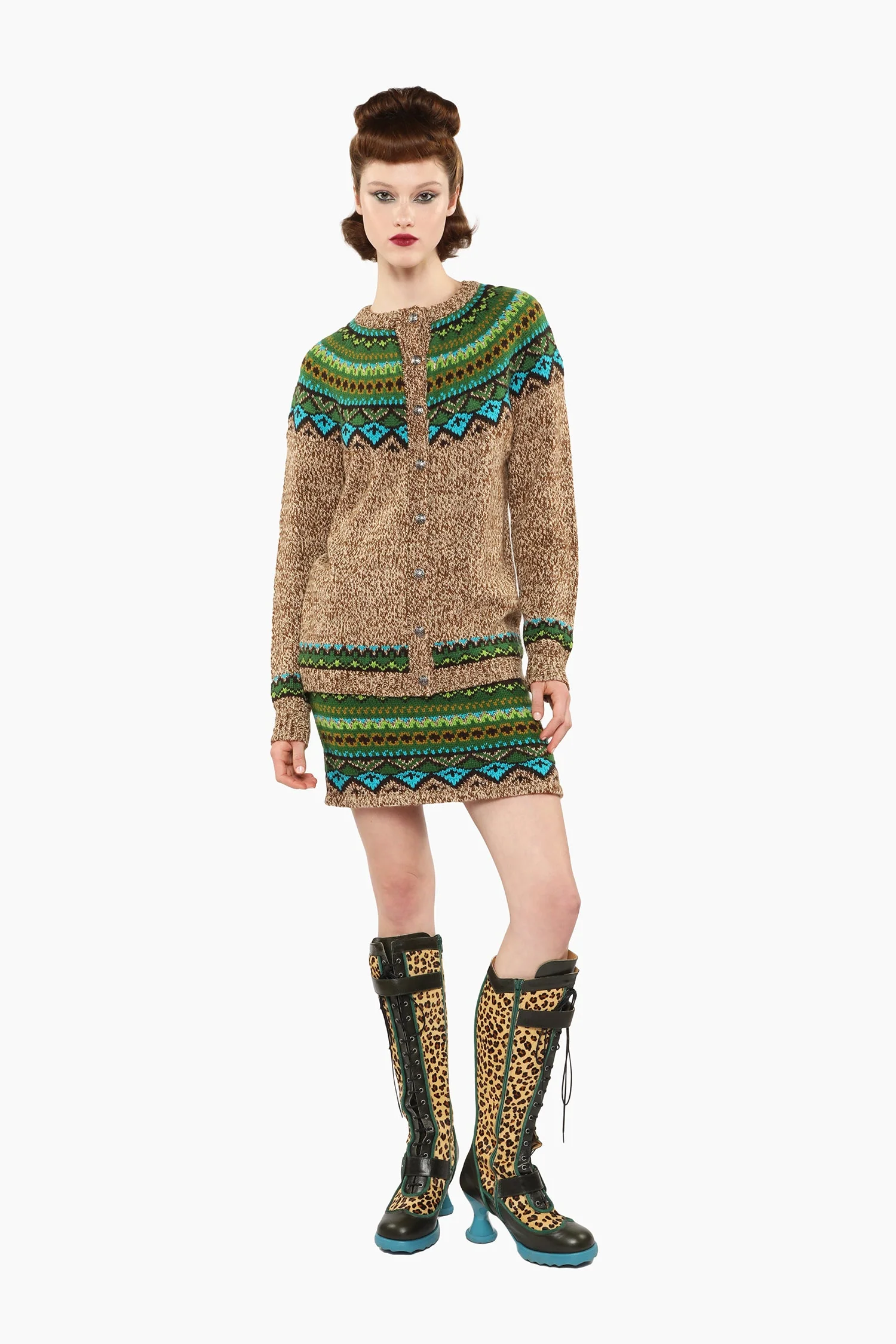 Fair Isle Cardigan - Teal