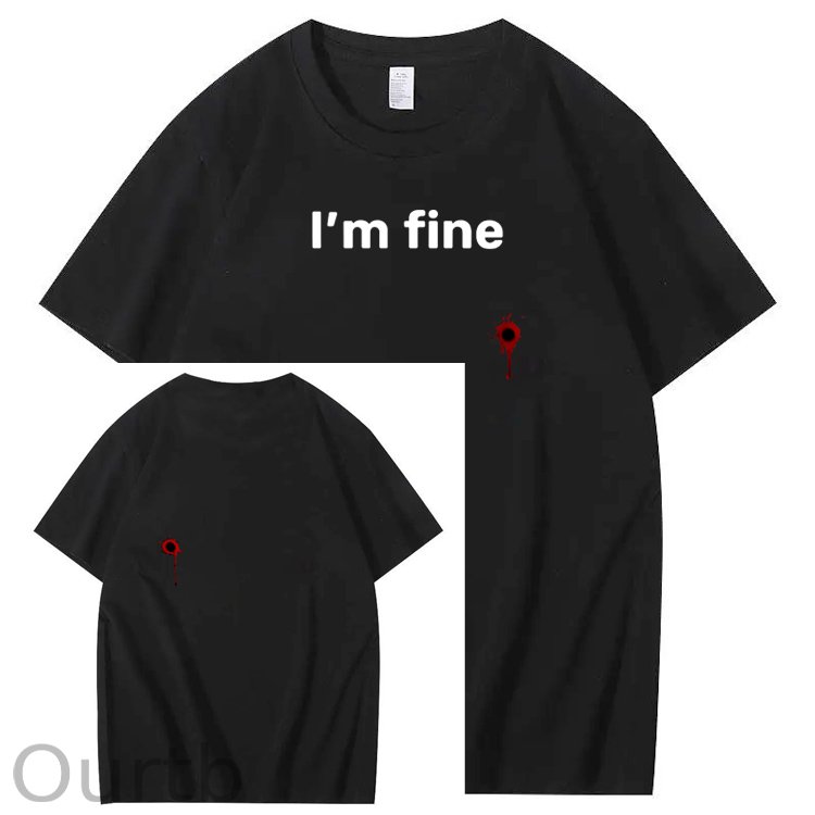 I'm Fine Pattern100% Cotton T-Shirt