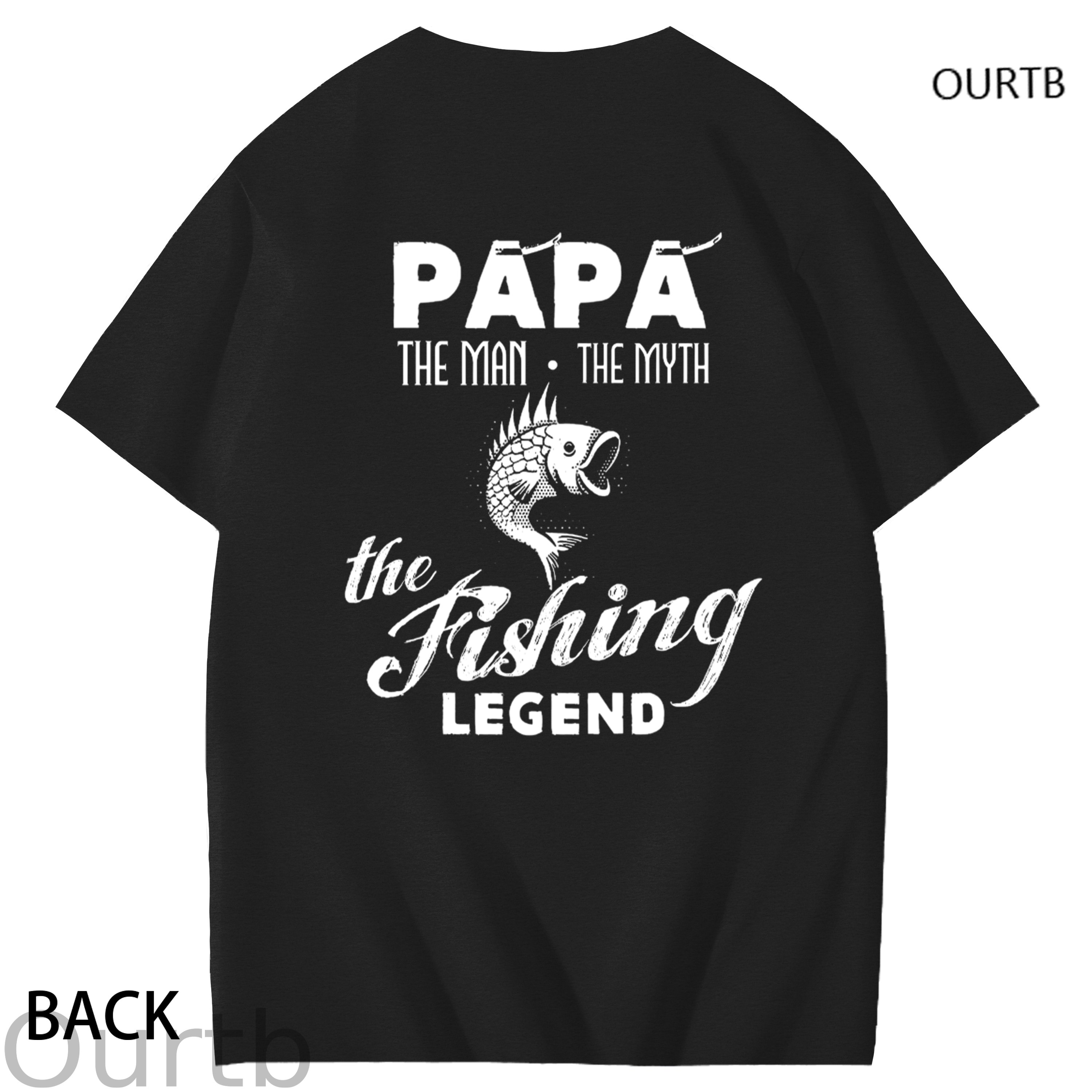 Papa The Man The Myth The Fishing Legend Funny Adult Couple Art Pattern Print T-Shirt