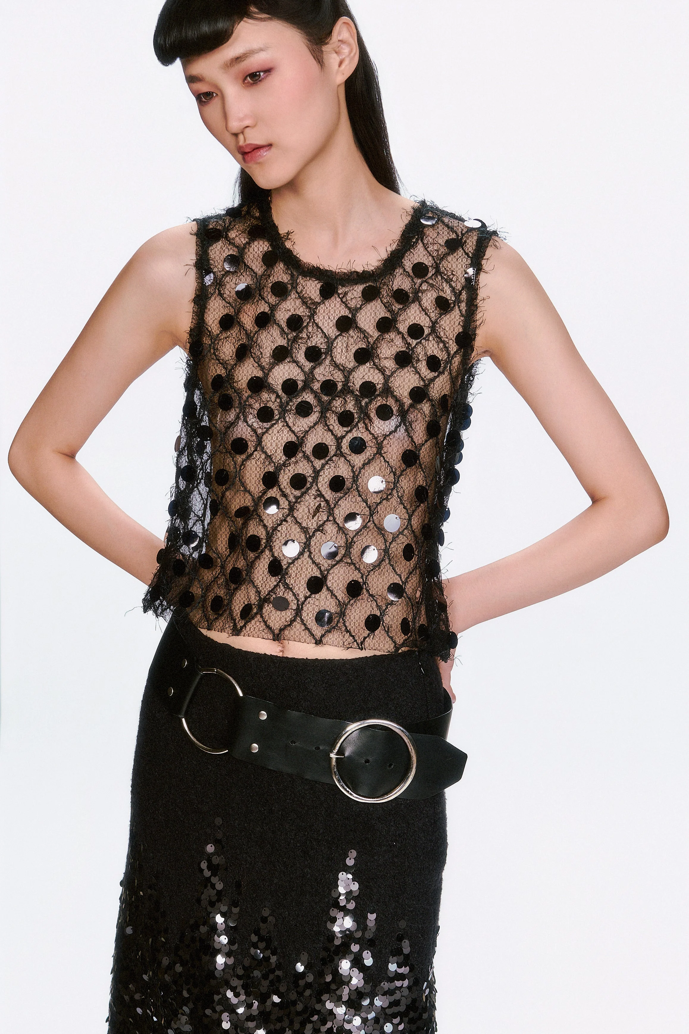 Mesh Paillettes Top