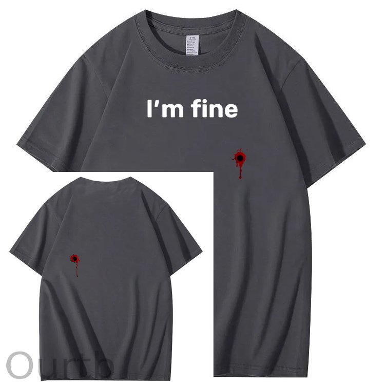 I'm Fine Pattern100% Cotton T-Shirt
