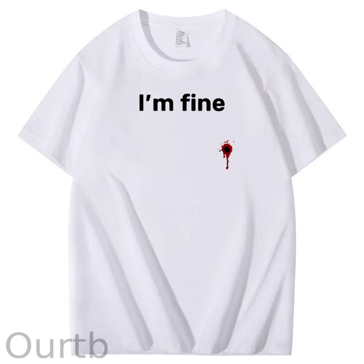 I'm Fine Pattern100% Cotton T-Shirt