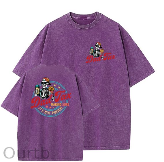 Dad Tax Washed And Distressed Pattern Crew Neck T-Shirt