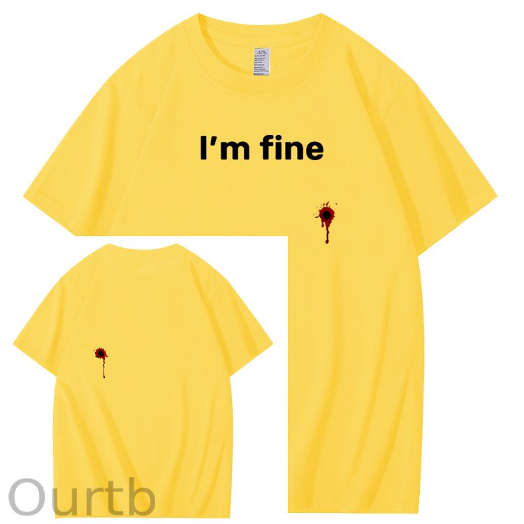 I'm Fine Pattern100% Cotton T-Shirt