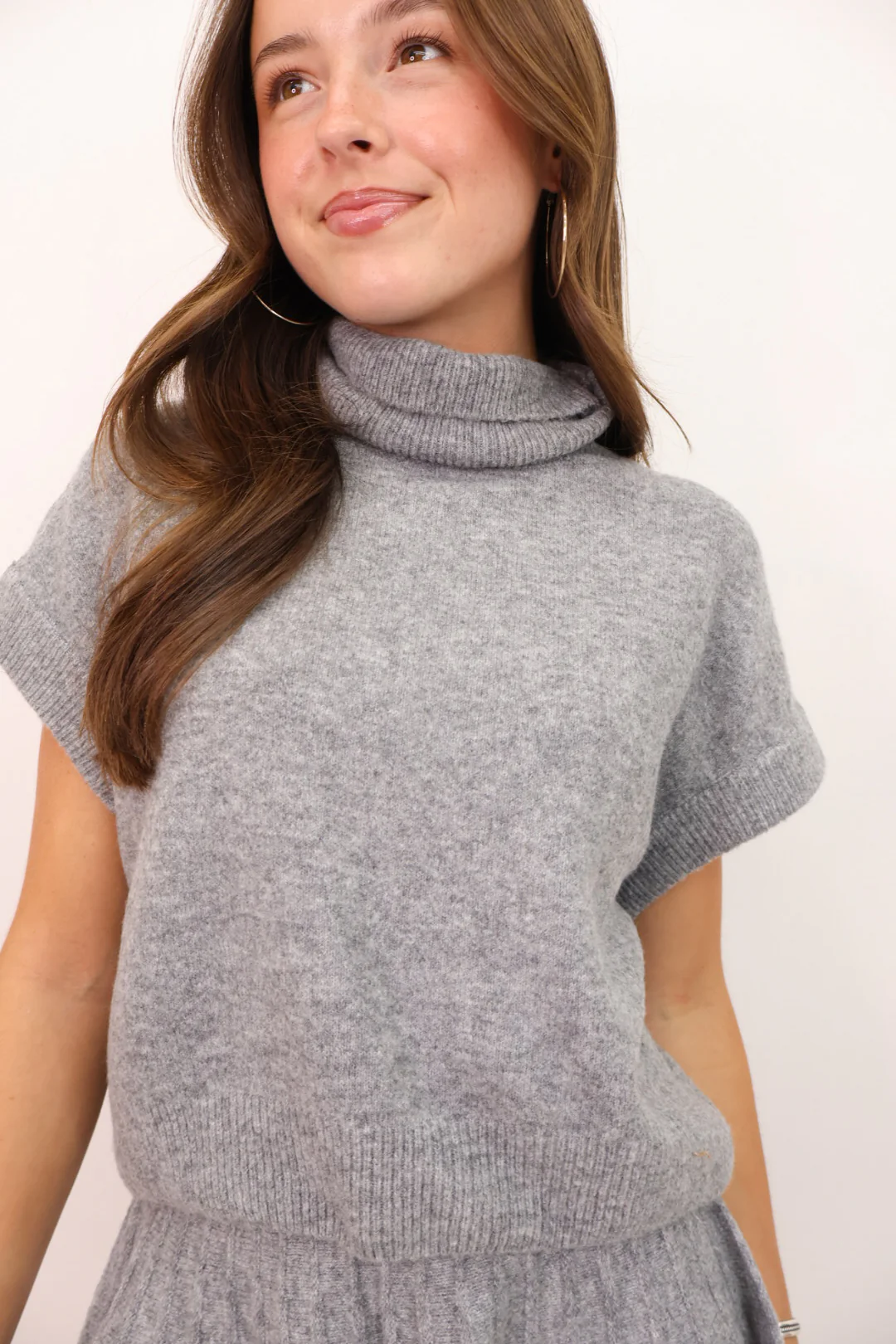 Sweater Mini Skirt Set -Grey