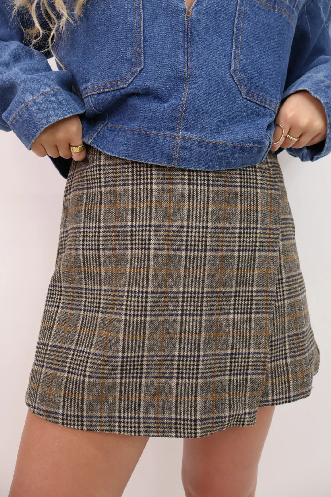 Brown and Black Plaid Skort