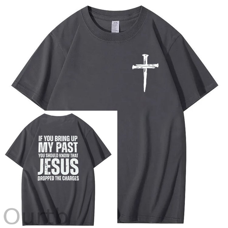 Bring Up My Past Jesus Pattern Print Crew Neck T-Shirt