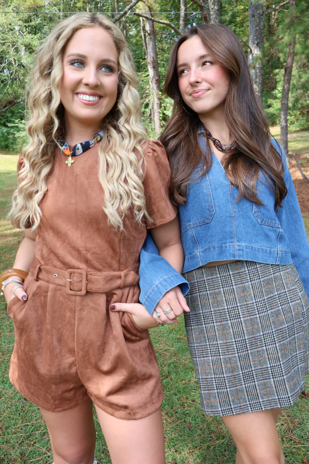 Faux Suede Belted Camel Romper