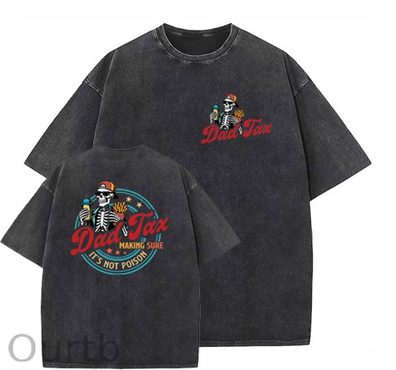 Dad Tax Washed And Distressed Pattern Crew Neck T-Shirt