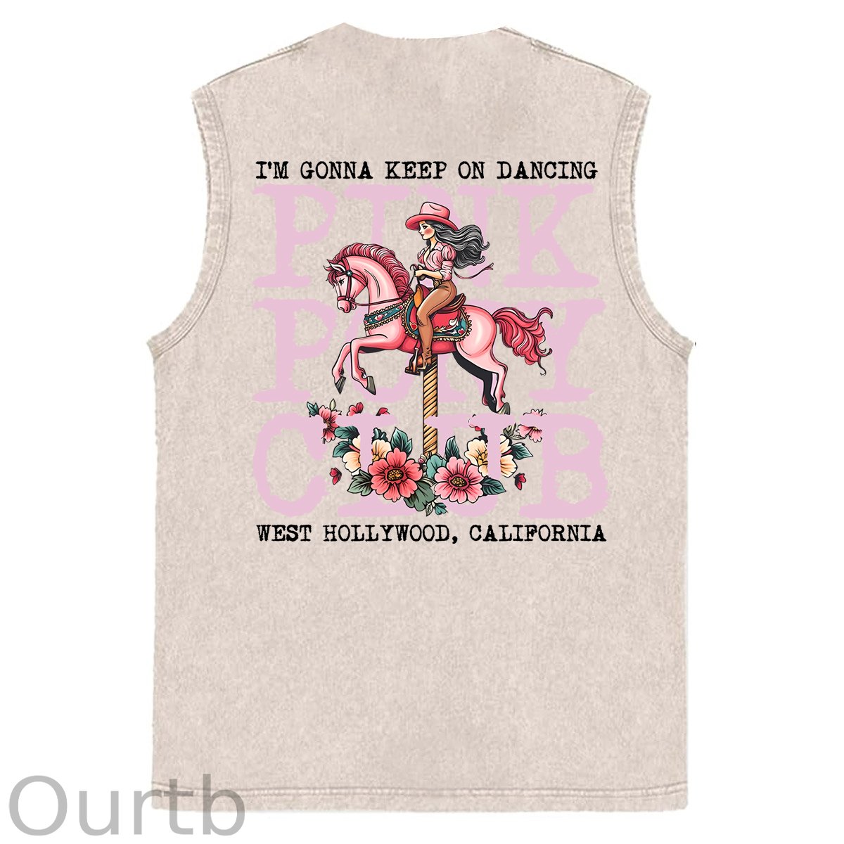 I'm Gonna Keep On Dacing Print Washed Cotton Sleeveless Tank Tops