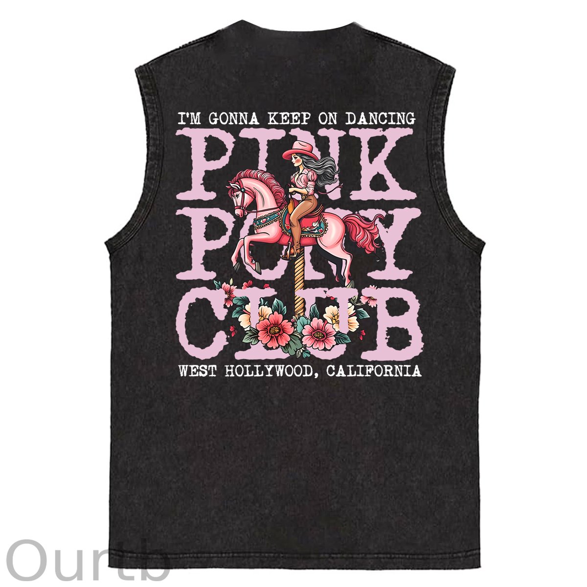 I'm Gonna Keep On Dacing Print Washed Cotton Sleeveless Tank Tops