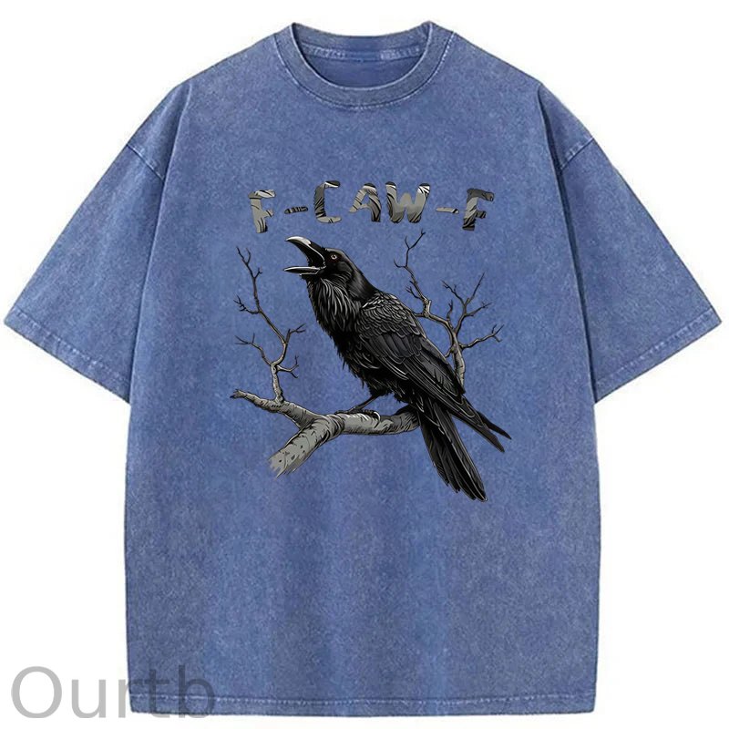 F-Caw-F Crow Washed Cotton T-Shirt