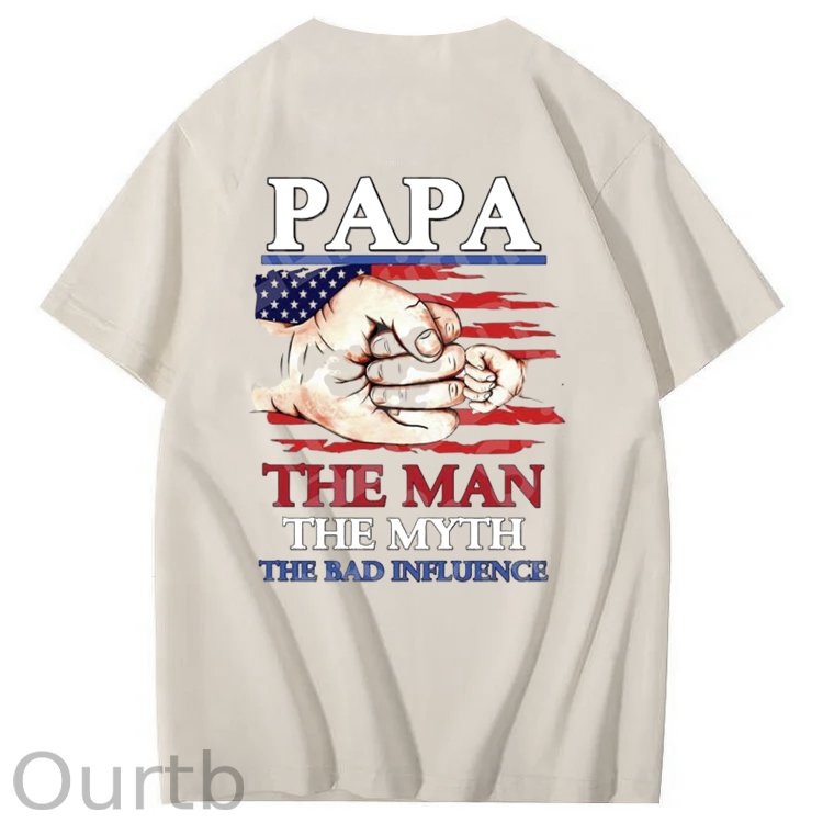 Cool Papa Club The Man The Myth The Bad Influence Art Pattern Print T-Shirt