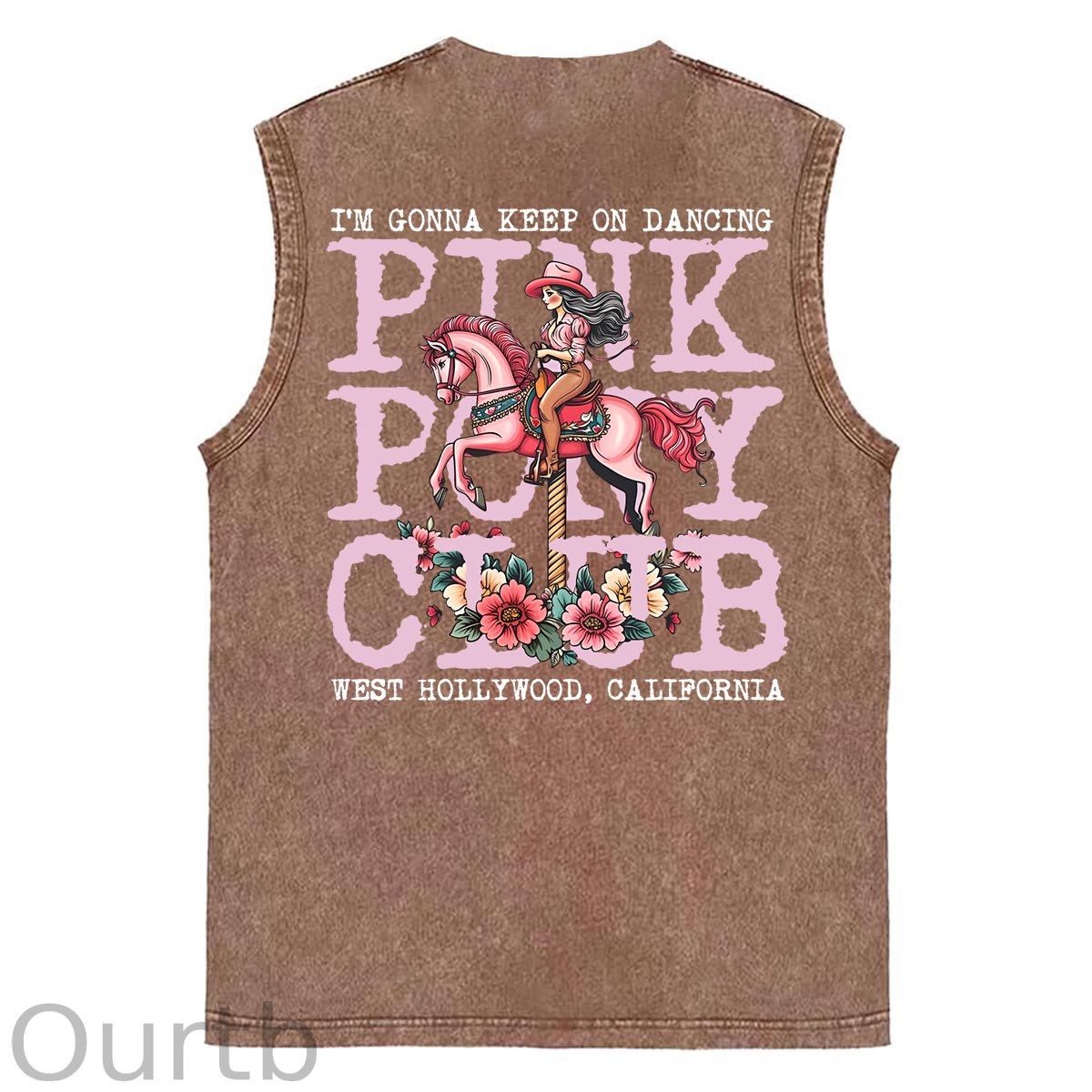 I'm Gonna Keep On Dacing Print Washed Cotton Sleeveless Tank Tops