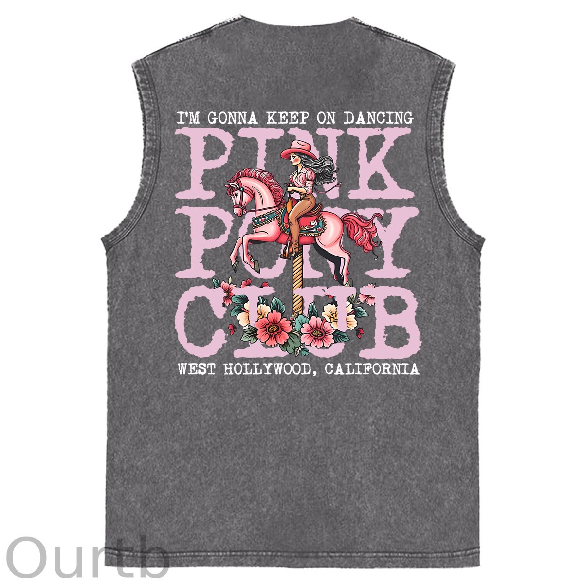 I'm Gonna Keep On Dacing Print Washed Cotton Sleeveless Tank Tops