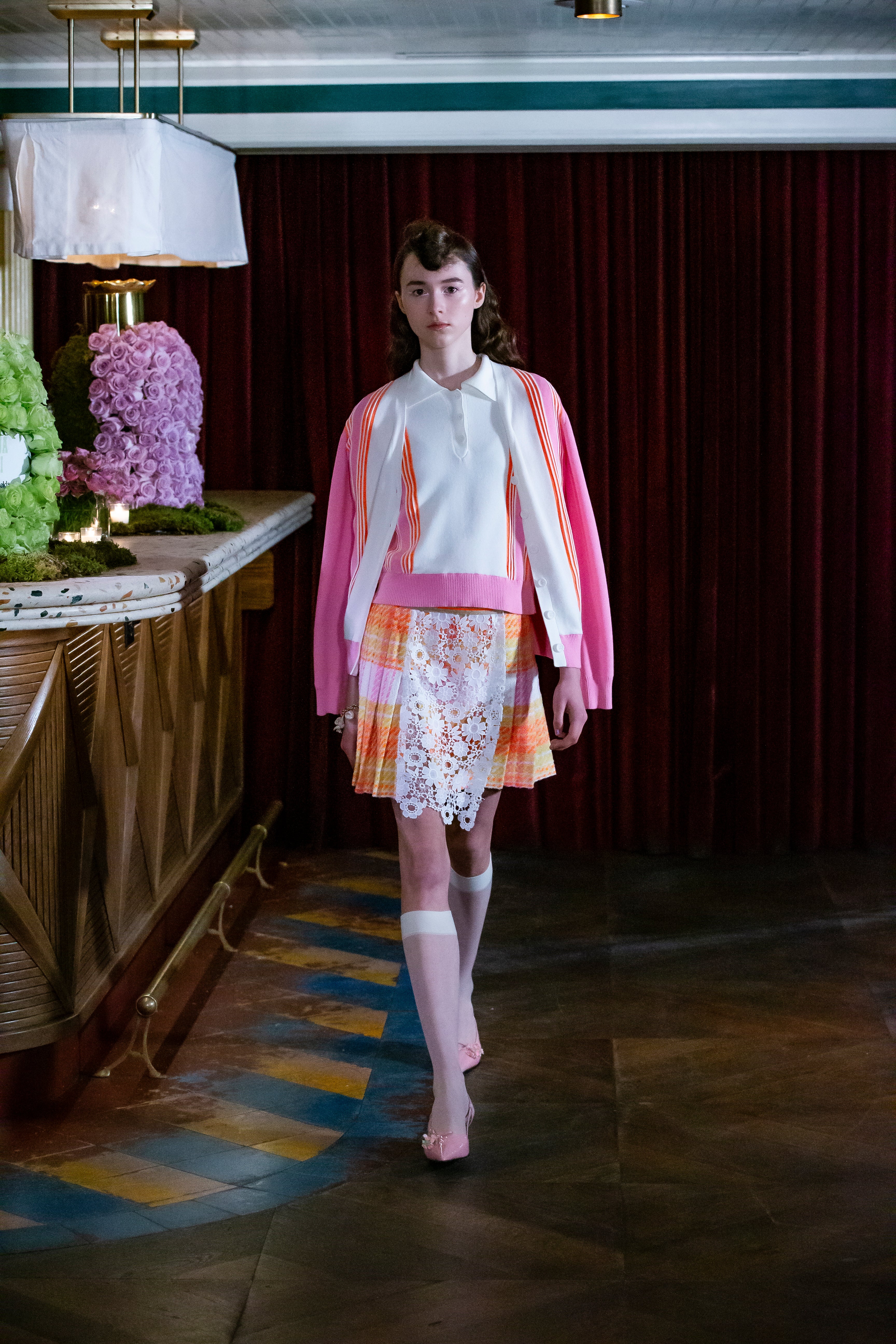 Amalfi Polo Knit Short Sleeve Top-Pink