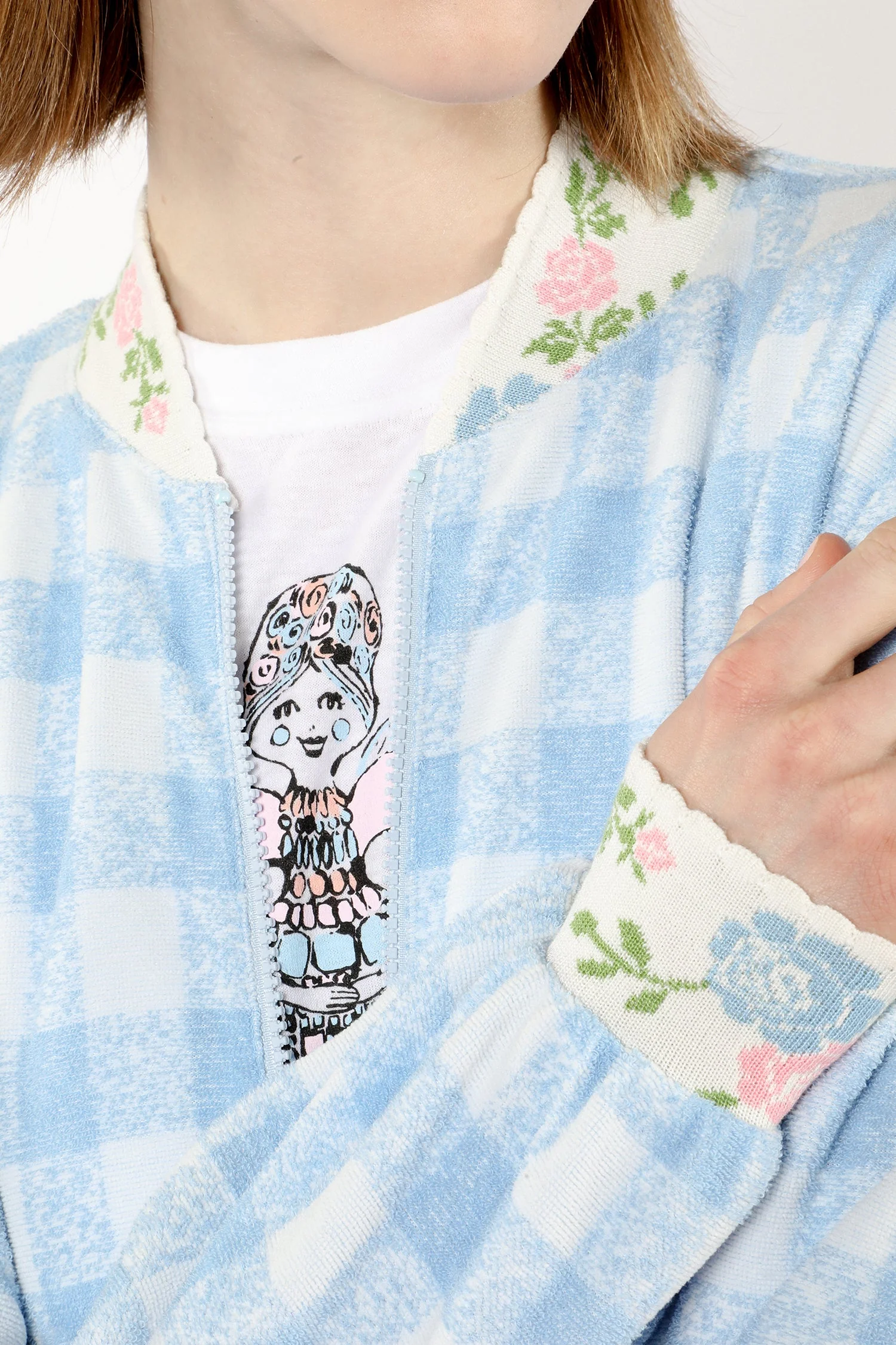 Gingham Terry Baseball Jacket