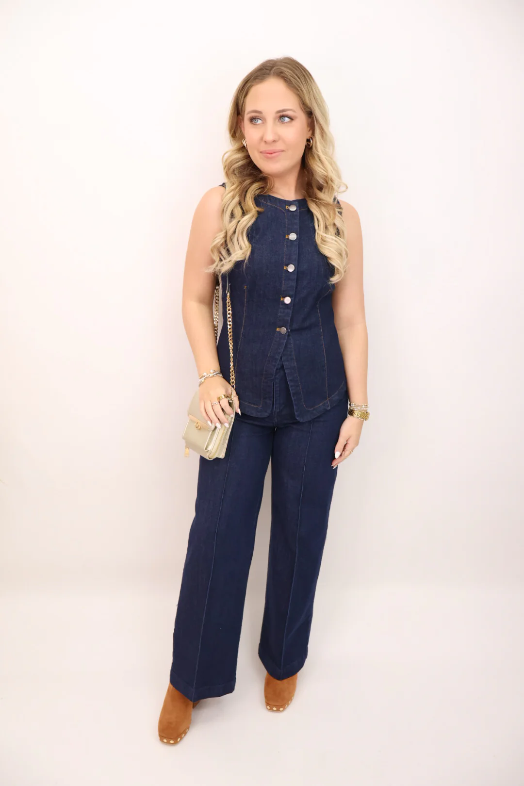 Dark Denim Vest and Pants Set