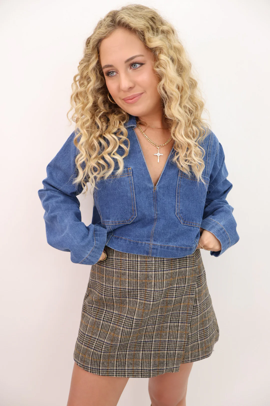 Brown and Black Plaid Skort