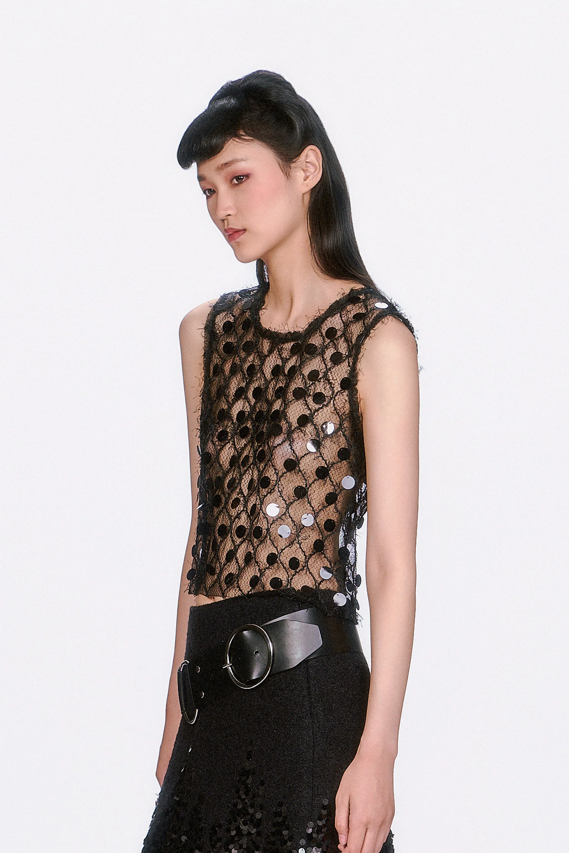 Mesh Paillettes Top