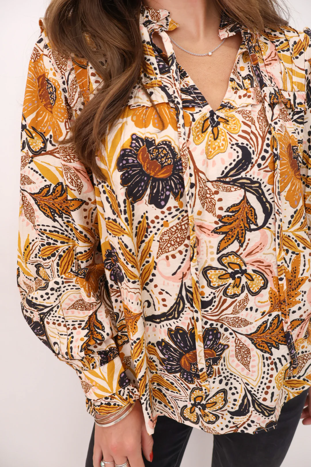 Mustard Floral Print Top