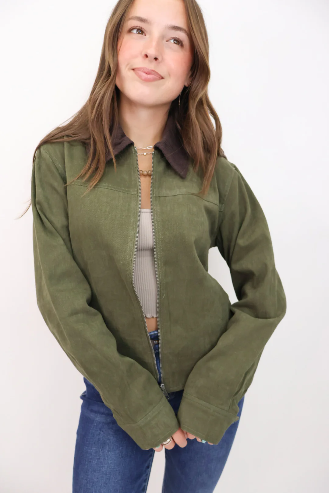 Cropped Olive Barn Jacket