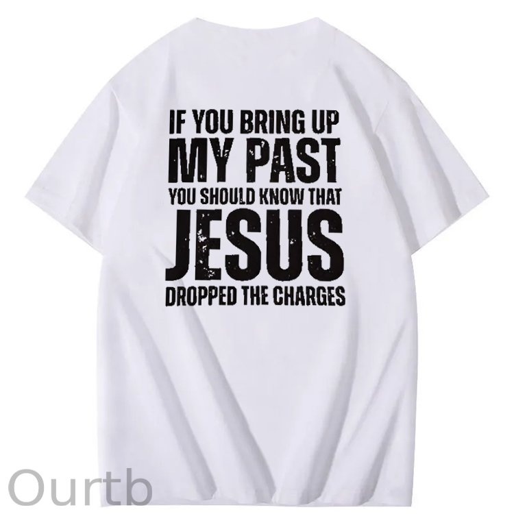 Bring Up My Past Jesus Pattern Print Crew Neck T-Shirt