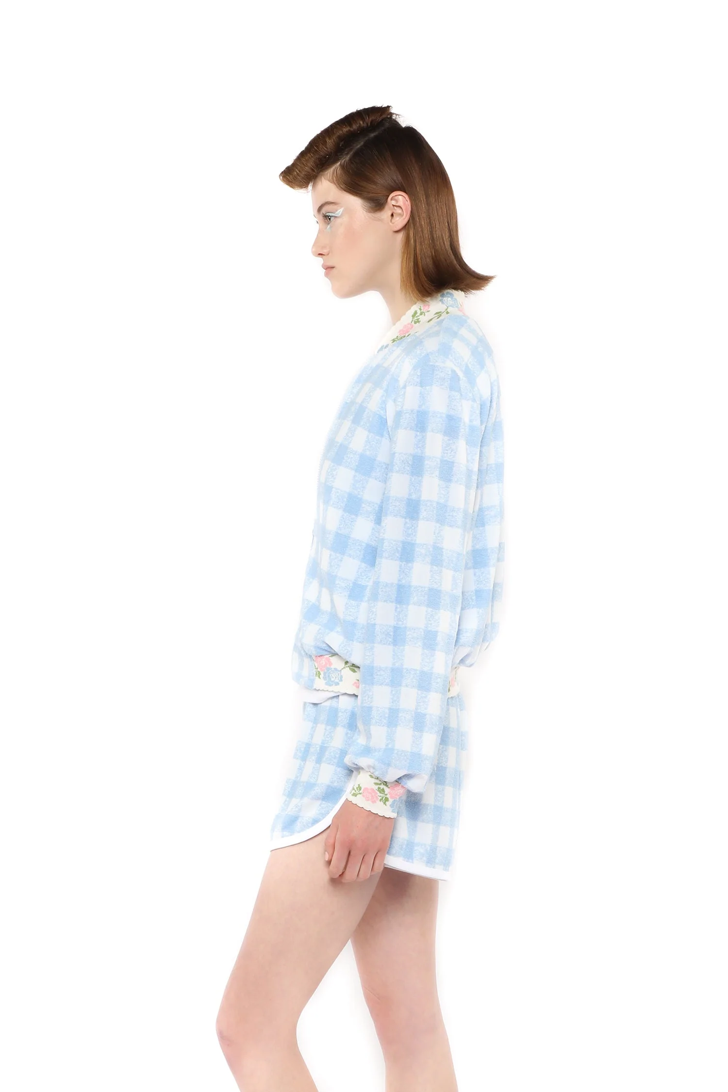 Gingham Terry Baseball Jacket