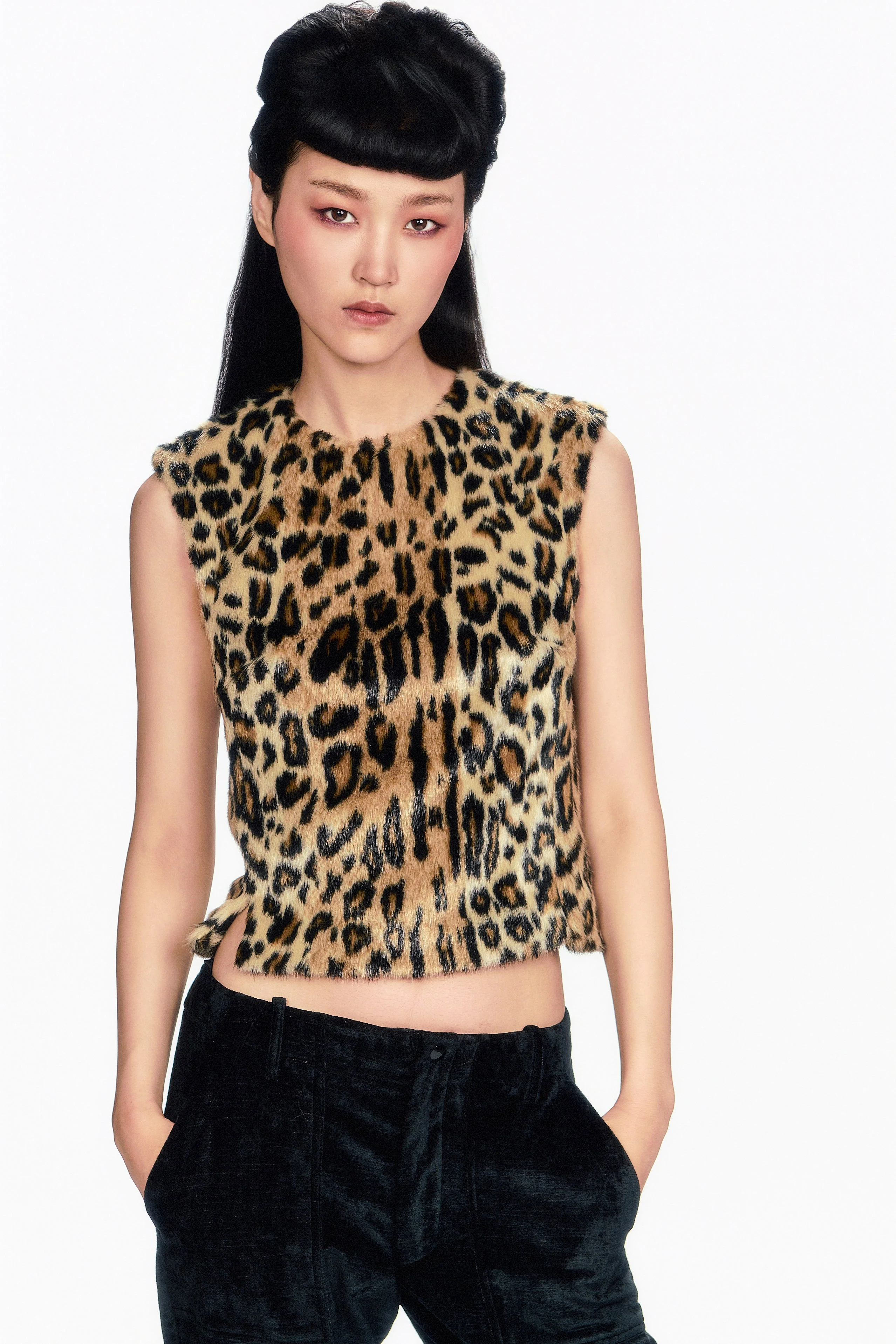 Faux Leopard Sleeveless Top