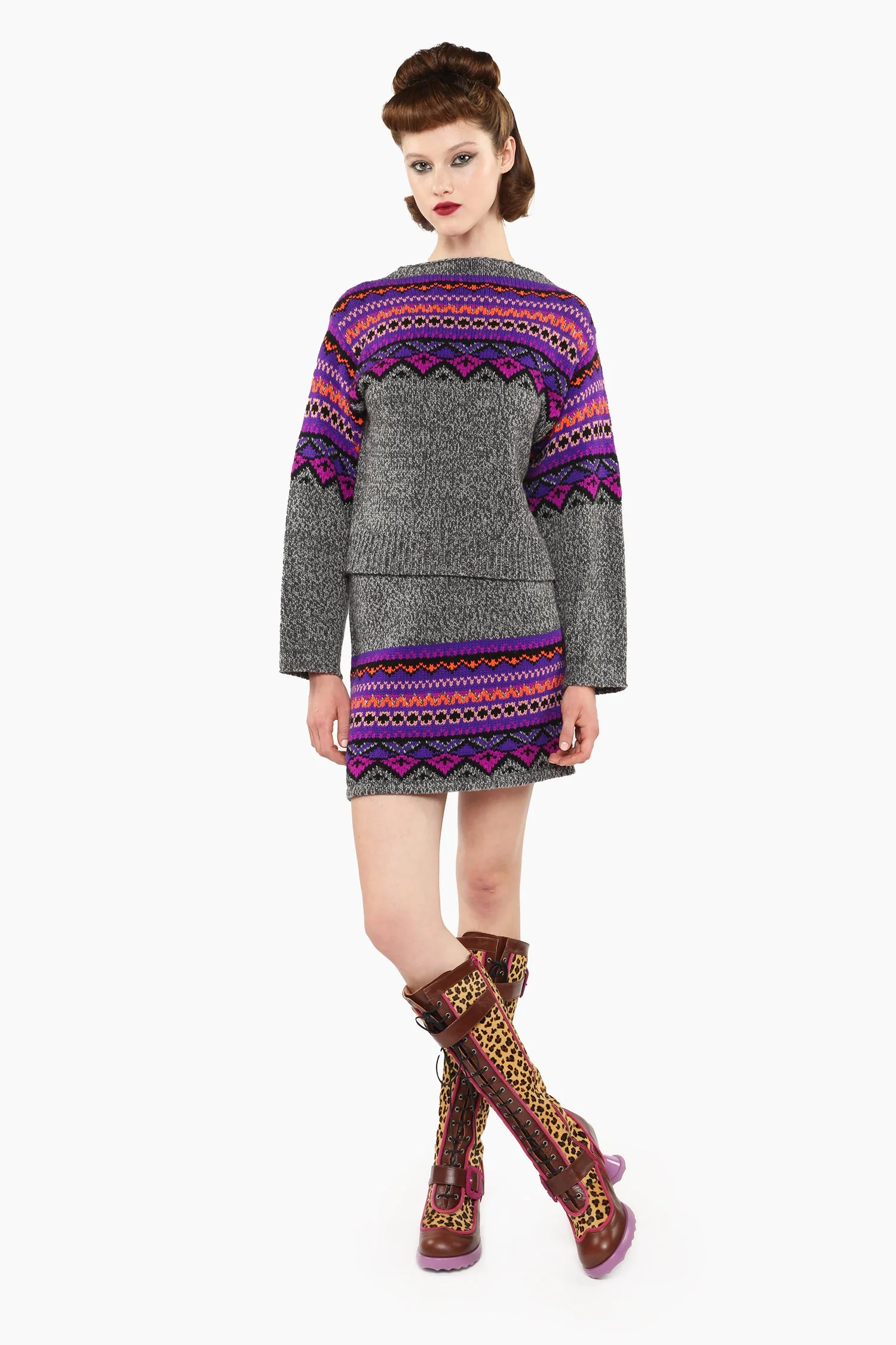 Fair Isle Sweater - Magenta