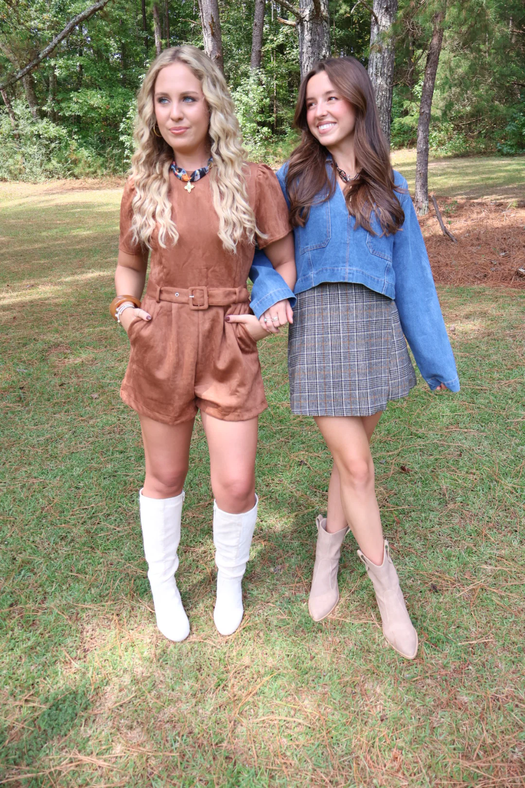 Faux Suede Belted Camel Romper