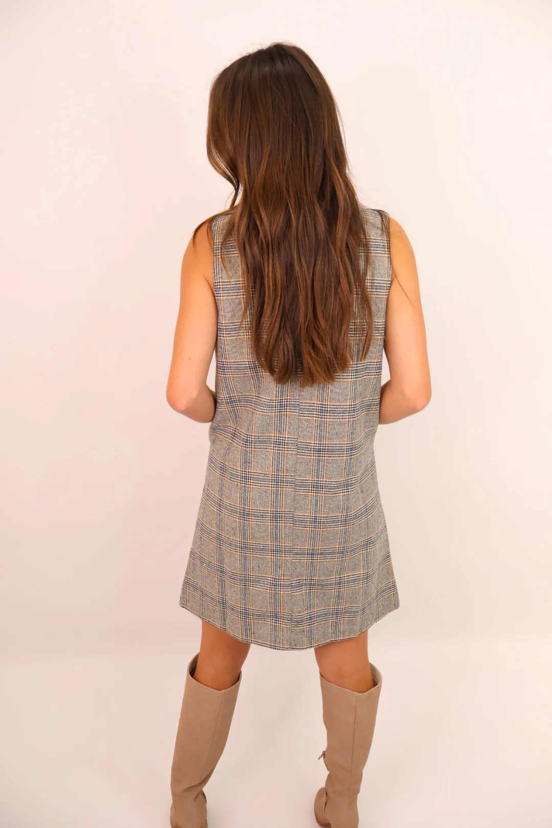 Plaid Button-Front Tailored Dress