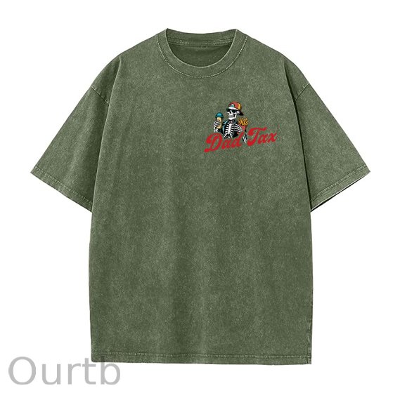 Dad Tax Washed And Distressed Pattern Crew Neck T-Shirt