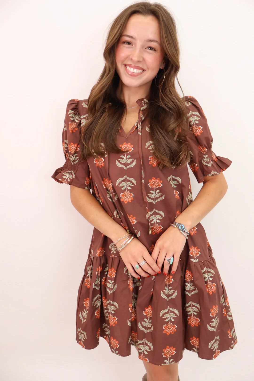 Brown Floral Dress