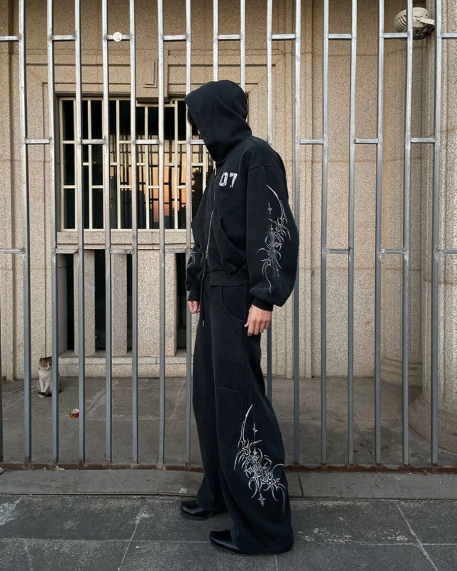 Gothic Tree Graphic Oversized Hoodie