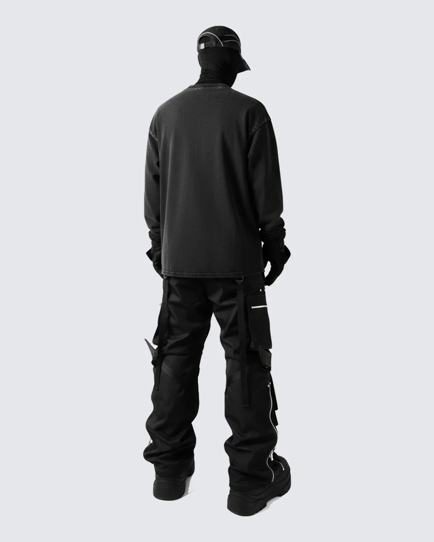 Blurred Figure Print Long Sleeve T-shirt