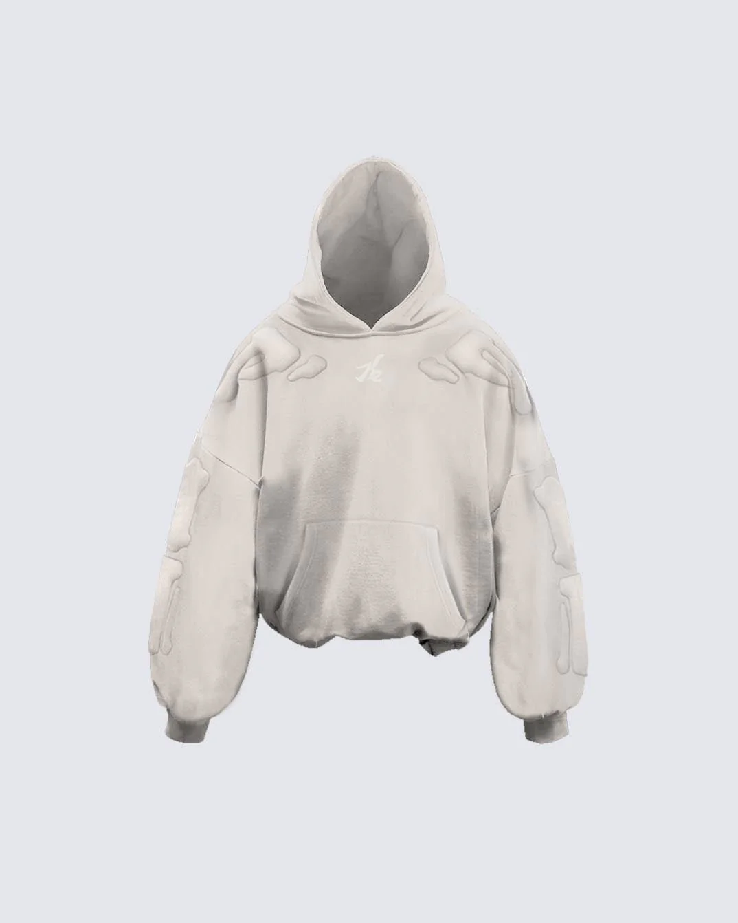 KIIKIO Warm Textured Double-Layer 3D Skeleton Hoodie