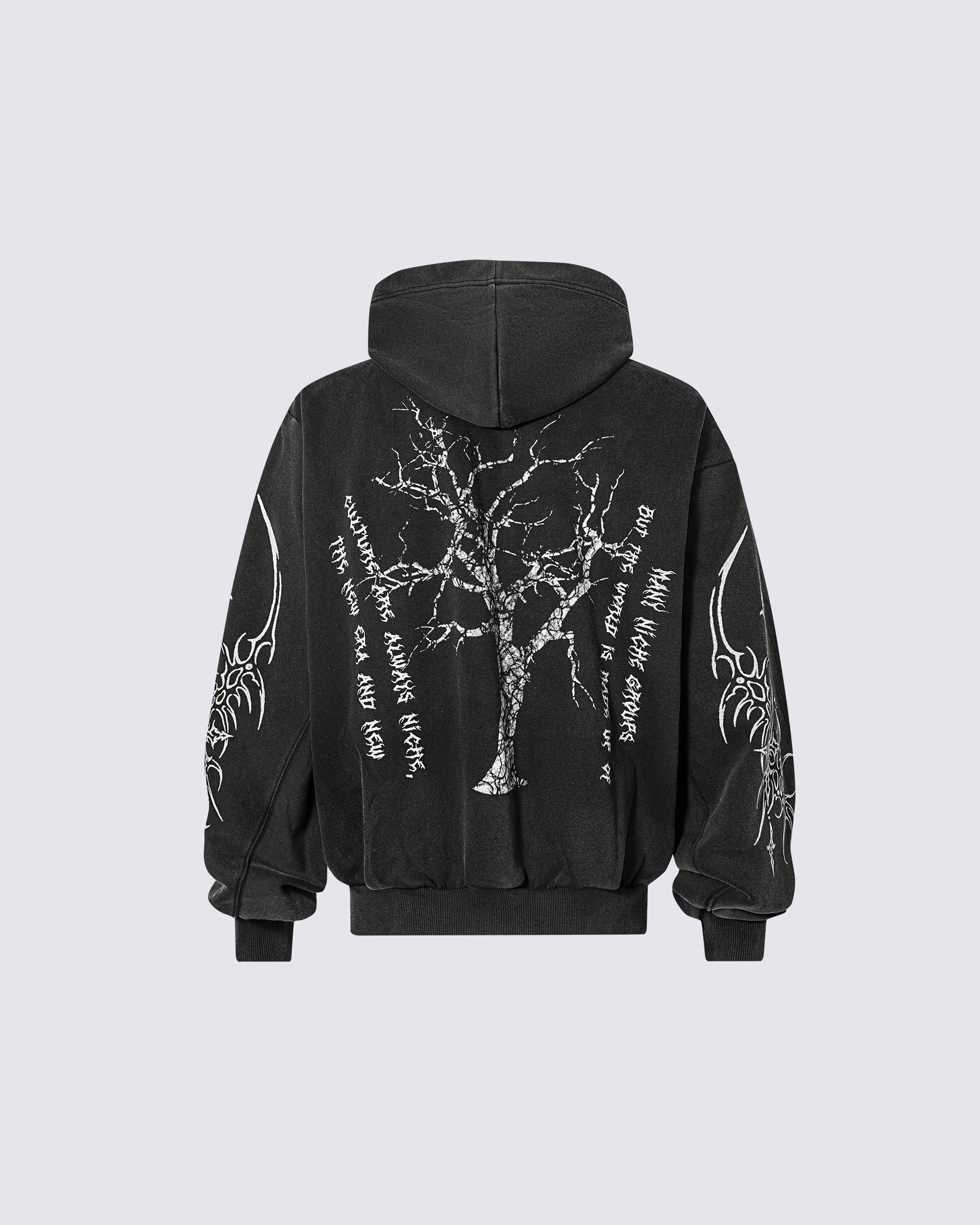 Gothic Tree Graphic Oversized Hoodie