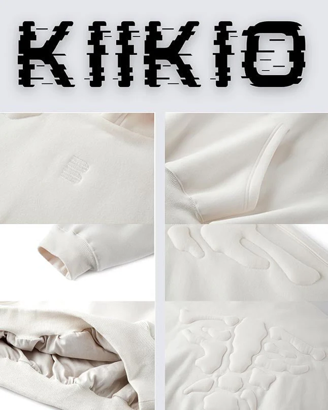 KIIKIO Warm Textured Double-Layer 3D Skeleton Hoodie