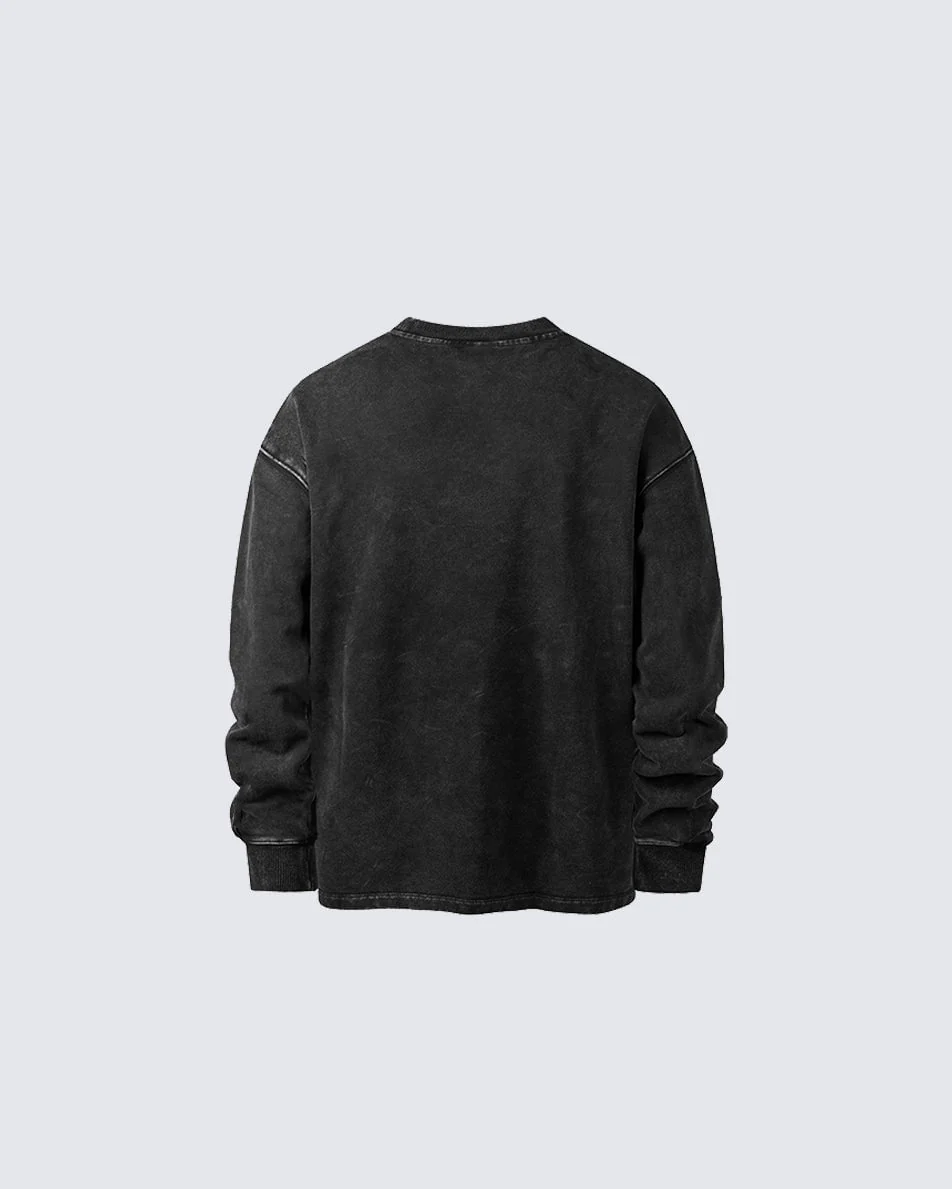 Blurred Figure Print Long Sleeve T-shirt