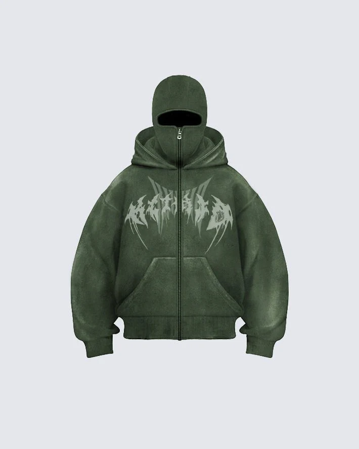 KIIKIO Stonewashed Balaclava Integrated Hoodie