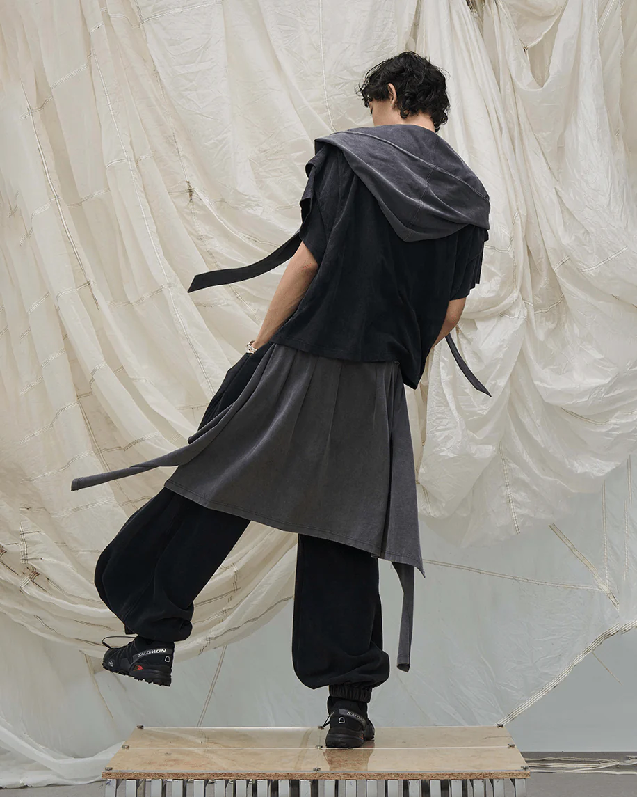 Segmented Wide Cropped Hoodie