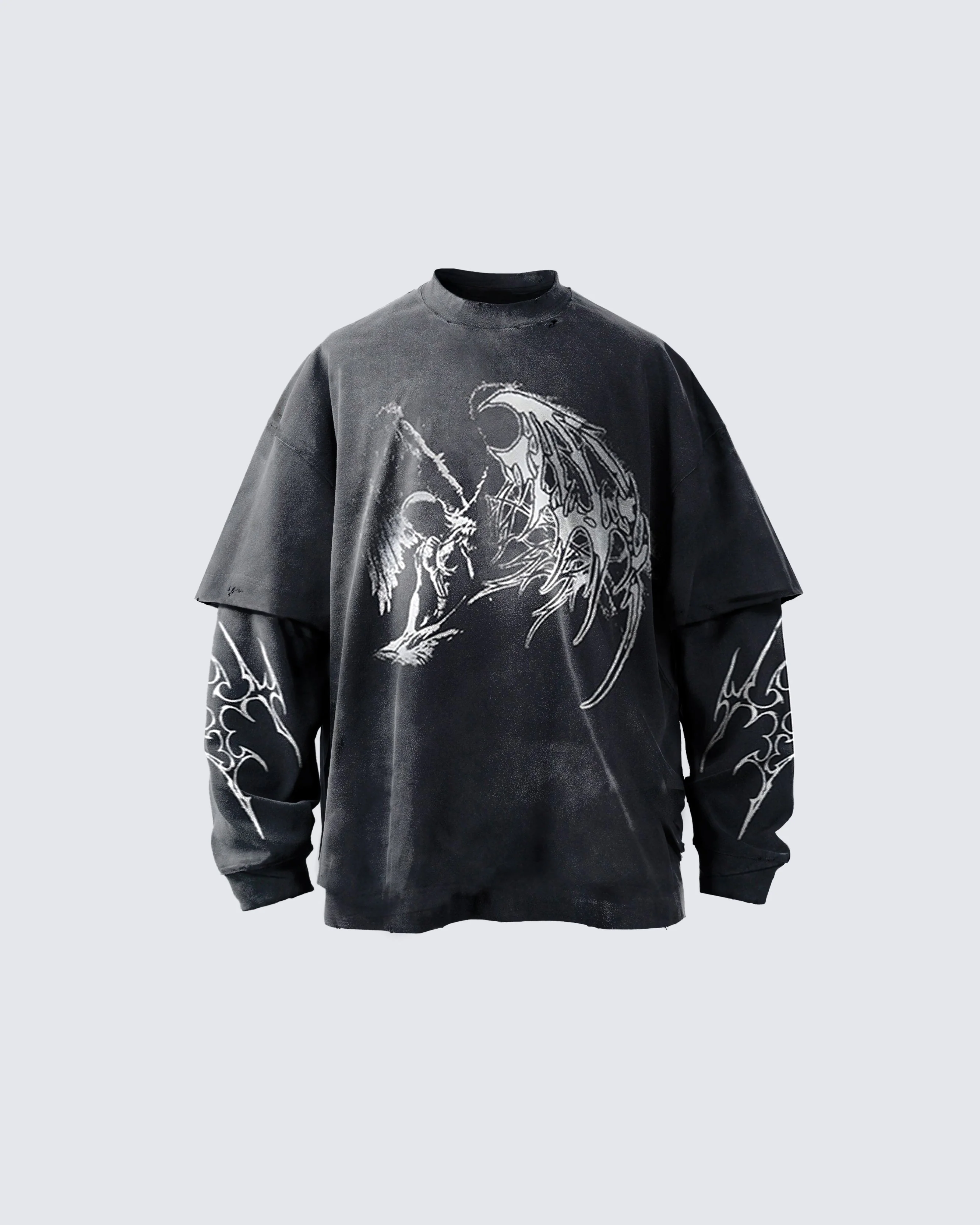 Dark Wings Unleashed · Layered Long-Sleeve Tee