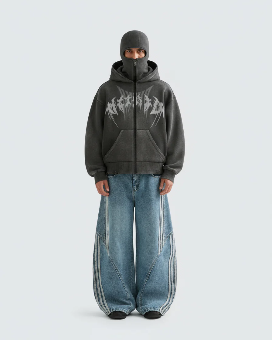KIIKIO Stonewashed Balaclava Integrated Hoodie
