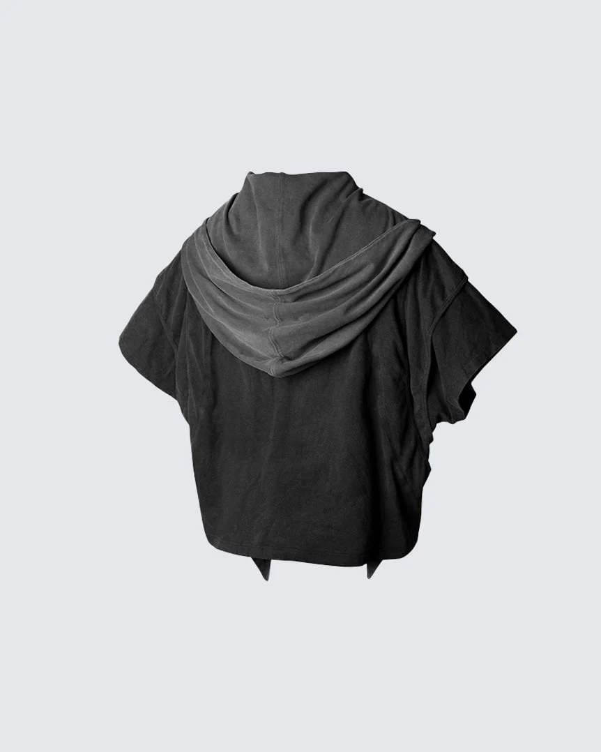 Segmented Wide Cropped Hoodie