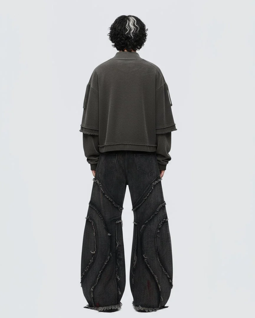 KIIKIO Patchwork Distressed Sweatshirt