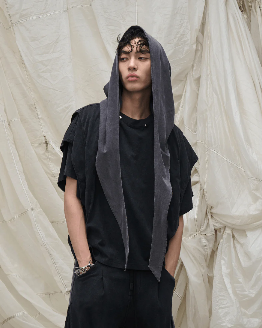 Segmented Wide Cropped Hoodie